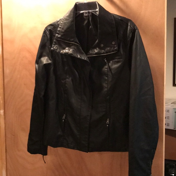 Apt. 9 Black Faux Leather Moro Jacket - Picture 1 of 8